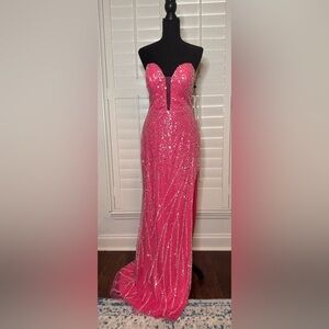 JVN Jovani JVN23787a prom dress Hot Pink size 12 new with tags